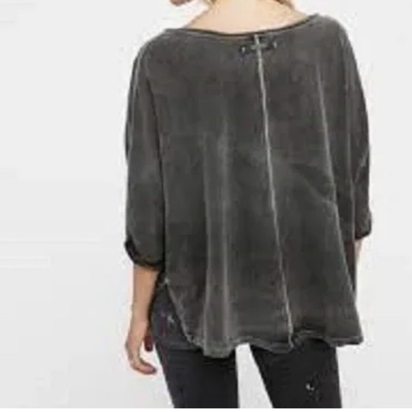We The Free First Base Henley Top. Charcoal gray color. Size XS Oversized. - Picture 3 of 5